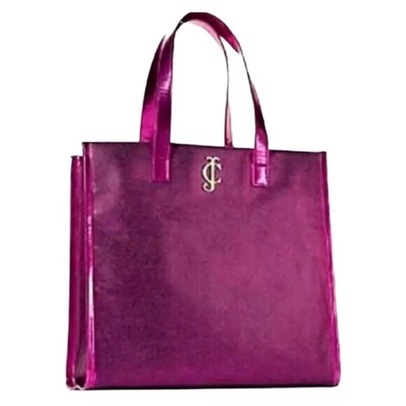 Juicy Couture Handbags - Juicy Couture Matallic Pink Denim Tote Bag New
